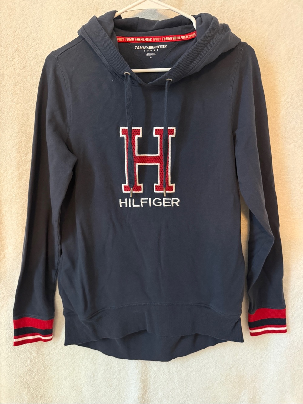 Tommy Hilfiger Navy Crewneck Sweatshirt with Red Logo